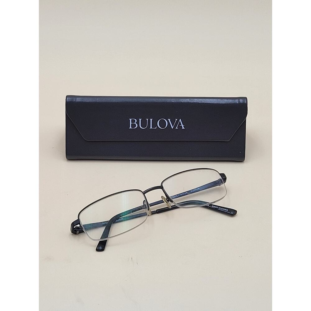 Bulova Durham Titanium Eyeglass Frames Black Rectangular 54-18-140 Vtg